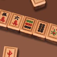 Tuiles de Mahjong en Noyer Noir et Hêtre, Ensemble de 144 Pièces, Sculptées en Bois avec Tapis, 37x28x21mm, Logo Imprimé Numérique/Laser, Emballage Inclus