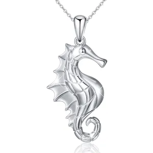 Preço baixo Top Quality S925 Sterling Silver Seahorse Colar Pingente para meninas