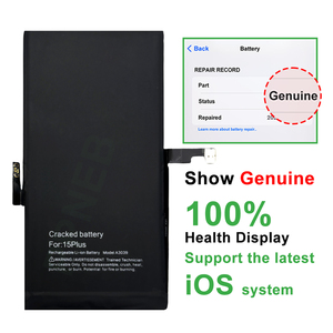 ขายตรงจากโรงงาน แบตเตอรี่ลิเธียมคุณภาพสูงสำหรับ <span class=keywords><strong>iPhone</strong></span> 15 <span class=keywords><strong>Plus</strong></span> แบตเตอรี่โทรศัพท์แบบถอดรหัส สุขภาพแบตเตอรี่ 100% แบตเตอรี่ซ่อมแบบป๊อปอัพ ได้รับมาตรฐาน CE - Product Image 1
