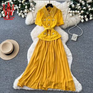 Abito Elegante da <span class=keywords><strong>Donna</strong></span> 2026 in Pizzo Patchwork Stile Francese, <span class=keywords><strong>Abbigliamento</strong></span> Plissettato da Ufficio per <span class=keywords><strong>Donna</strong></span> - Produttori - Product Image 1