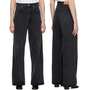 กางเกงยีนส์เดนิมสีดำแบบซีดทรงขากว้างไม่ยืดสำหรับผู้หญิง ผ้าฝ้ายทรงหลวม - Product Image 6