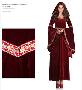 Usine cour médiévale reine Halloween Costume manches évasées <span class=keywords><strong>Victoria</strong></span> longue robe en velours pour adultes scène Performance - Product Image 4