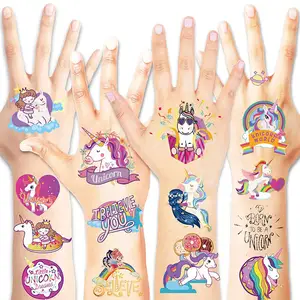 Autocollant de tatouage temporaire pour enfants, étiquette amovible, dessin animé, éblouissant, personnalisé, pour fête à thème, 50 pièces