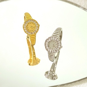 Mini Đồng hồ đá quý xem ngón tay nhẫn có thể điều chỉnh kim cương vàng Nhẫn - Product Image 5