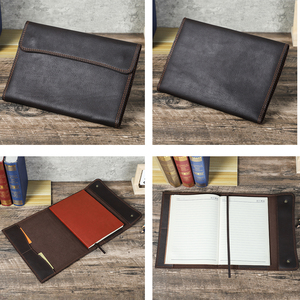 Couverture de carnet en cuir A5 B5 faite à la main sur mesure, style rétro minimaliste, avec rabat et emplacements pour cartes, pochette pour livre - Product Image 3