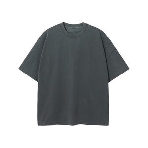 เสื้อยืดคอตตอนถักลายวินเทจไซส์ใหญ่สำหรับผู้ชาย ทรงโอเวอร์ไซส์ คอกลม แขนสั้น ลายพิมพ์ สไตล์ไฮสตรีท - Product Image 3