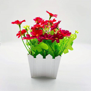 Pot de fleurs artificielles Qi Xing 18 cm, fleurs en soie, décoration intérieure, style clôture - Product Image 2