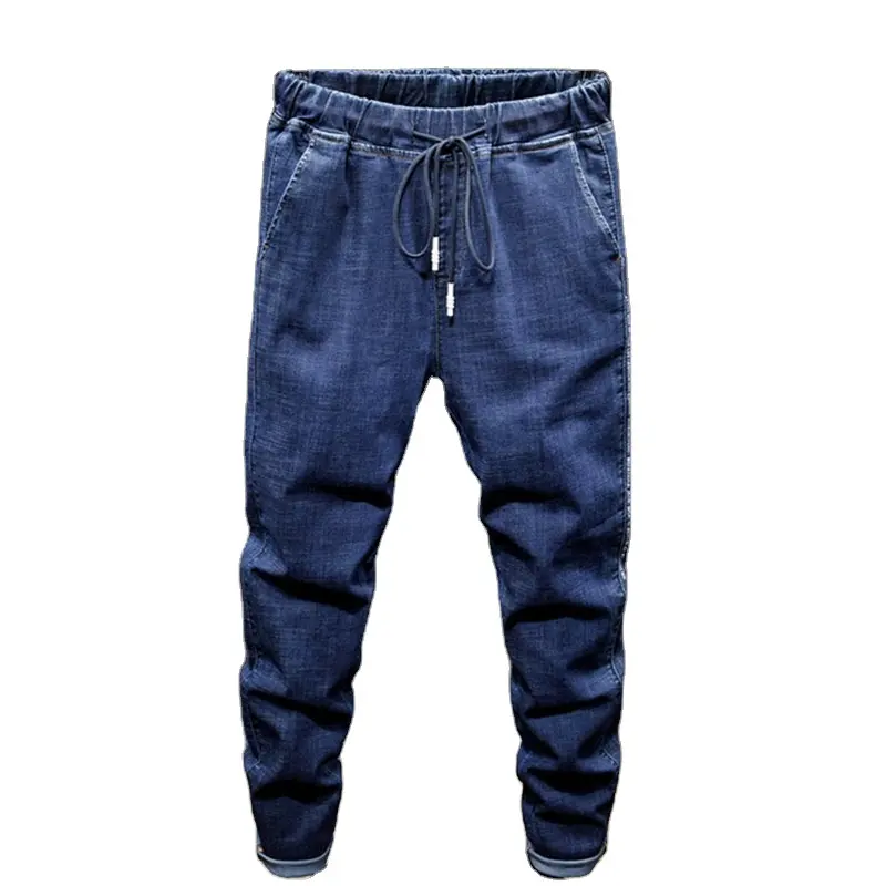 Wholesale Large Size Jeans Black Men's Plus Size Harem Pants Autumn Elastic Stretch Slim Feet Trousers