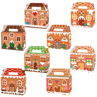 Boîtes à friandises en forme de maison de pain d'épices de Noël Huancai avec poignées, en papier kraft recyclé, boîte cadeau, boîte à biscuits