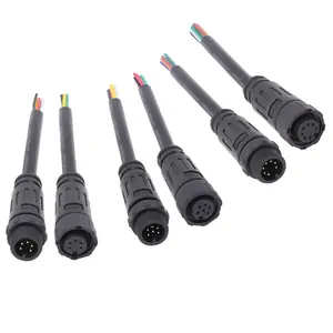 Ip67 Waterproof Connector Nylon 2 3 4 5 6 7 8 Pin Ip67 Waterproof Power Male Female M12 Connector With Cable