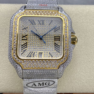 Montre de luxe personnalisée en or 18 carats avec diamants carrés et moissanite pour homme, fabriquée en usine OEM - Product Image 3