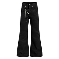Jeans micro-jupes style Y2K américain pour hommes et femmes, pantalon plissé à double taille tendance style queue de chat, idéal pour le streetwear