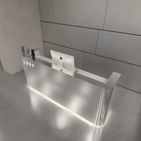 Vente directe d'usine, comptoir de réception en bois, comptoir de réception pour spa, salon, magasin de vêtements, table de caisse avec éclairage LED