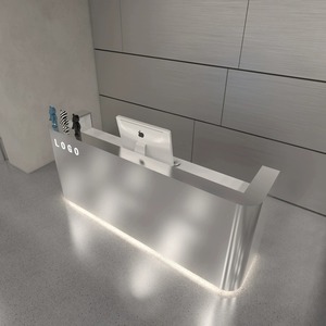 <span class=keywords><strong>โต๊ะ</strong></span>ไม้ต้อนรับทำจากไม้มีไฟ LED สำหรับสปาเคาน์เตอร์ด้านหน้าร้านเสริมสวย - Product Image 3