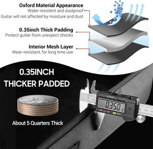 Sac à dos pour guitare acoustique rembourré épais imperméable Oxford Étui rigide Sac de concert avec accessoires pour instruments pour performance en plein air - Product Image 3