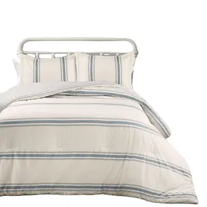 100% cotton with fill content made from 100% poly - all season Stripe 3 Piece Reversible Comforter Bedding Set