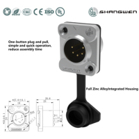 Connecteur XLR 5 broches mâle et femelle IP65 pour extérieur, avec contacts en alliage de cuivre plaqué or et boîtier en alliage de zinc nickelé
