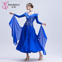 B-24124 personnalisé nouvelle robe en strass standard de danse de salon de haute qualité en mousseline de soie plissée longue robe de danse de salon à vendre