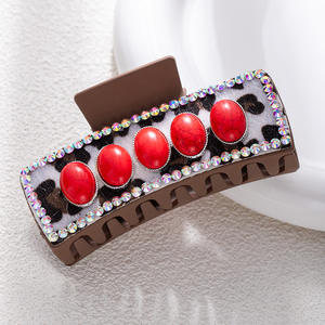 Pince à cheveux vintage antique en argent et turquoise, motif léopard, accessoires pour cheveux, vente en gros pour femmes - Product Image 5