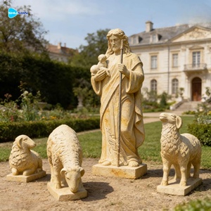 Kilise Dini Katolik İsa Yaşam Boyu Beyaz Mermer İsa Heykeli 3 Keçi Heykeli ile - Product Image 1