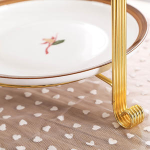 Tatlı standı ekran gıda raf Metal lüks altın düğün için 2 Tier meyve kek standı parti masa dekorasyon - Product Image 2