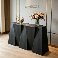 Table de porche en bois massif noir style Wabi-sabi, console de décoration moderne et simple à forme tridimensionnelle pour B&B et salon