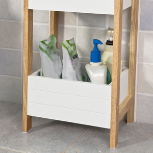 <strong>Wood</strong> Storage Cart Mobile Narrow Small <strong>Shelf</strong> Organizer Storage Utility Cart Rack For Kitchen Bathroom <strong>3</strong> <strong>Tier</strong> Shelving Unit - Product Image 5