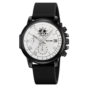 Skmei Quartz Watch Black Dial Silicone Strap Chronograph Calendar Waterproof 30M Men's Watch - Product Image 4