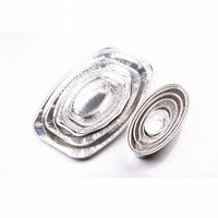 Écologique 1080ml de Qualité Alimentaire Ménage Argent Récipient Alimentaire Plateau Ovale Plat De Cuisson Poisson Alimentaire Jetable Assiette En Aluminium