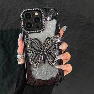 เคสโทรศัพท์ iPhone 17promax แฟชั่นหรูหรา iPhone15 ชุบเคลือบด้วยกลิตเตอร์เพชรรูปผีเสื้อ 14 กลิตเตอร์สีชมพู 13 - Product Image 2