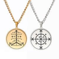 Collier Vaudou Myshape Papa Legba, Pendentif d'Autel Rituel, Symbole Ezili Dantor Vodou Loa Veve, Amulette Occulte en Acier Inoxydable