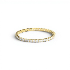 18K Gold Plated Classic Round Cut Full Eternity <b>Diamond</b> <b>Ring</b> For Women Wedding Band Stackable Engagement <b>Ring</b> Gift Fine Jewelry - Product Image 1