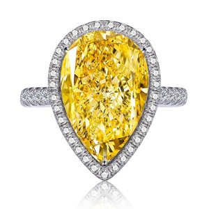 คริสมาสต์ของขวัญปีใหม่ที่กำหนดเองเพชรเครื่องประดับอัญมณี18พันทอง5.0ct <span class=keywords><strong>สี</strong></span><span class=keywords><strong>เหลือง</strong></span>ลูกแพร์แหวนหินสำหรับผู้หญิง - Product Image 2
