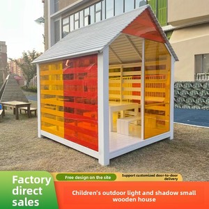 Aula al aire libre <span class=keywords><strong>para</strong></span> niños, casa de sombra de luz de madera anticorrosión, madera maciza, ocio, sol, arcoíris, juego de rol <span class=keywords><strong>para</strong></span> jardín de infantes - Product Image 4