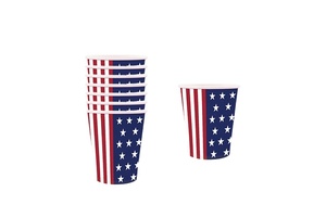Custom 4th of July American Flag Party Supplies Set - <b>Disposable</b> Plates, Napkins, Cups, <b>Tablecloth</b> & Banner Set - Product Image 4