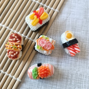 Breloques en résine à dos plat, styles variés, imitation aliments (sushi, miniatures), pour la création de bijoux DIY, la décoration et les breloques pour slime - Product Image 2