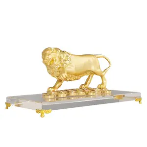 Trofeo in metallo leone dorato personalizzato premia il trofeo in ghisa