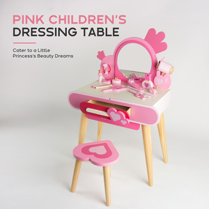 Table de <span class=keywords><strong>Maquillage</strong></span> en Bois pour Enfants, Jouet de Simulation Princesse, Coiffeuse avec Accessoires de Beauté, Jeu <span class=keywords><strong>d</strong></span>'<span class=keywords><strong>habillage</strong></span> pour Filles - Product Image 1