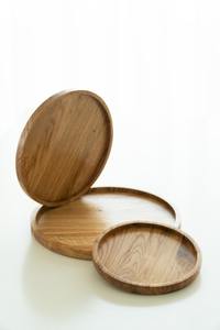 Plateau de service rond en bois avec incrustation florale et poignées découpées, plat décoratif pour boissons, collations, petit-déjeuner et décoration intérieure - Product Image 2