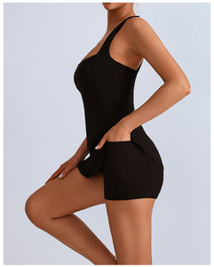 ชุดเทนนิสผู้หญิงแบบยืดหยุ่นสูง แห้งเร็ว พร้อมกางเกงขาสั้นในตัวและบราในตัว เหมาะสำหรับออกกำลังกาย วิ่ง โยคะ ฟิตเนส ชุดออกกำลังกายแบบชิ้นเดียว - Product Image 4