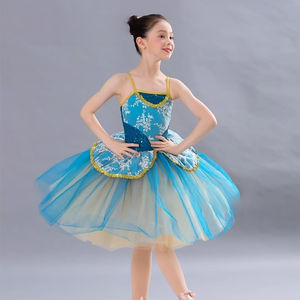 Gonna di danza moderna di danza di balletto di garza per bambini con bretelle lunghe tutù da palcoscenico per ragazze - Product Image 3