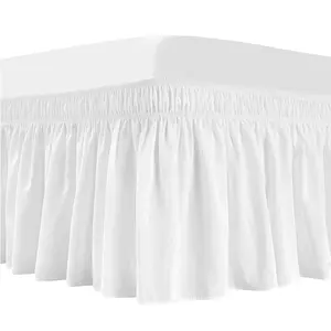 Purefit etrafında sarın Ruffled yatak etek ile ayarlanabilir elastik kemer damla koymak kolay kırışıklık ücretsiz Bedskirt toz Ruffles