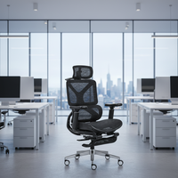 Chaise de bureau ergonomique avec accoudoirs 5D réglables et siège en maille confortable - Chaise d'ordinateur moderne pour la maison et l'apprentissage, base en acier