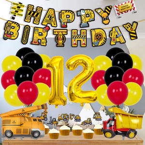 لطيفة الكرتون البناء لوازم حفلة عيد ميلاد مجموعات راية البالون الاطفال صبي حفلة رجال الاطفاء حزب - Product Image 4