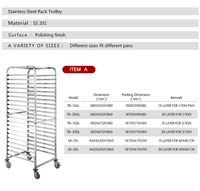 Chariot de cuisine professionnelle sur mesure UKW en acier inoxydable pour 20 plateaux de four à pâtisserie