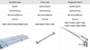 Échafaudage à poutres en acier galvanisé Q345 Q235, barres transversales à embout, poteaux verticaux, supports diagonaux, pince supérieure pour <span class=keywords><strong>plateau</strong></span> - Product Image 5