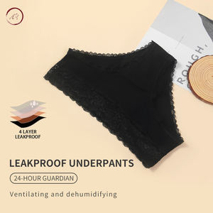 OEM/ODM Bragas mutandine mestruali biancheria intima a tenuta stagna 4 strati a vita bassa in pizzo comode donne cotone mutandine d'epoca - Product Image 5