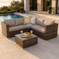 Ensemble de mobilier d'extérieur en aluminium moulé, canapé d'angle en forme de L, table basse sectionnelle, ensemble de jardin en rotin