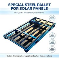Palette en acier empilable pour panneaux solaires à charge lourde, palette métallique réutilisable pour la manutention des panneaux photovoltaïques en usine et en entrepôt
