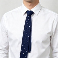 Cravates en tricot de polyester à pois, personnalisées avec logo brodé, à extrémités plates, fines et décontractées, pour hommes, pour affaires et mariages, vente en gros